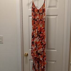 Orange maxi spaghetti strap high low